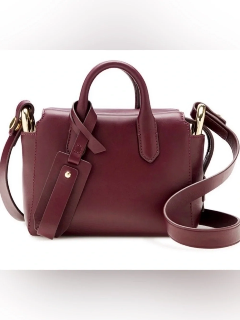 J. Crew Burgundy Leather Top-Handle Satchel with Detachable Strap